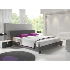 Meubella - Tweepersoonsbed George - Grijs - Stof - 160x200 cm