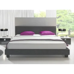 Meubella - Tweepersoonsbed George - Grijs - Stof - 160x200 cm