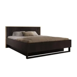 Meubella - Tweepersoonsbed Monor - Zwart eiken - 180x200 cm - Met gaslift