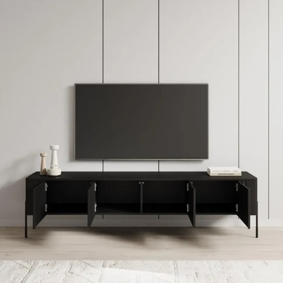 Meubella - Vivi - TV-Meubel - Zwart - 190 cm