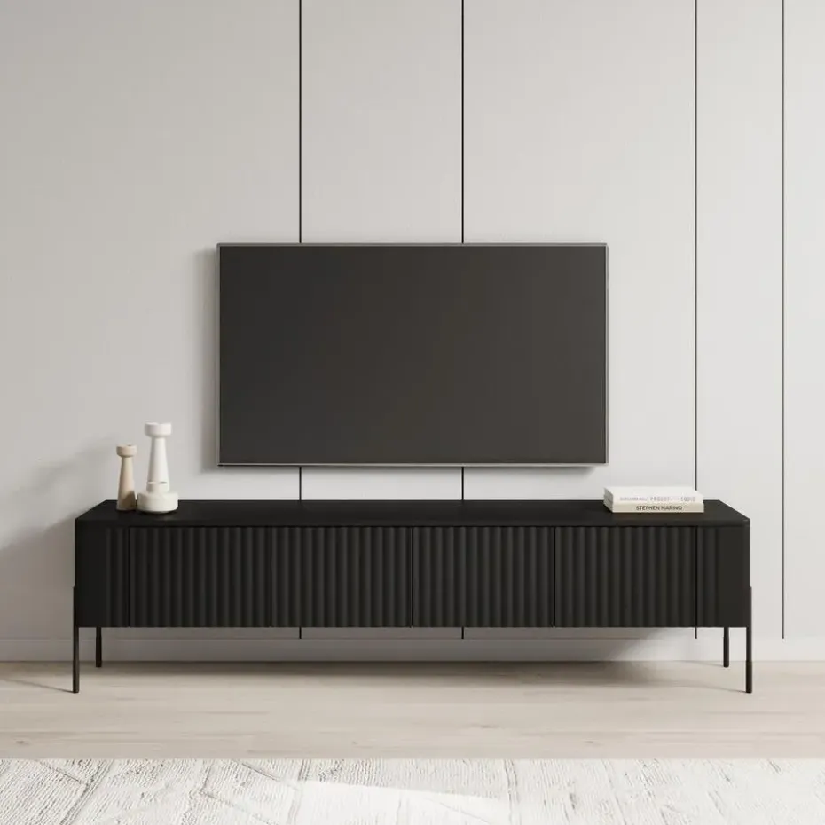 Meubella - Vivi - TV-Meubel - Zwart - 190 cm