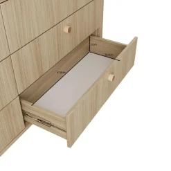 Meubella - Voorne - Ladekast met 6 lades - Eiken - 163x38x83 cm