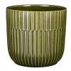 Mica Decorations - Plantenpot - groen - stripes - D17,5 x H16 cm
