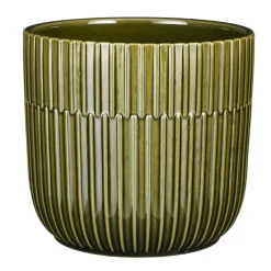 Mica Decorations - Plantenpot - groen - stripes - D17,5 x H16 cm