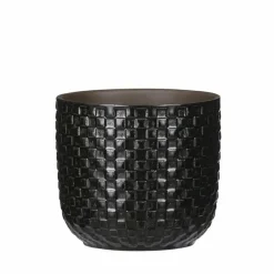 Mica Decorations - Plantenpot - Keramiek zwart - 12 x 11 cm