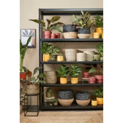 Mica Decorations - Plantenpot - groen - stripes - D11 x H9 cm