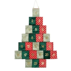 Mica Decorations Adventskalender - L72 x B1 x H51 cm - Groen, Rood