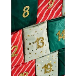 Mica Decorations Adventskalender - L72 x B1 x H51 cm - Groen, Rood
