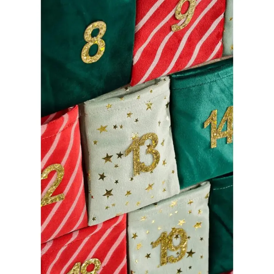 Mica Decorations Adventskalender - L72 x B1 x H51 cm - Groen, Rood