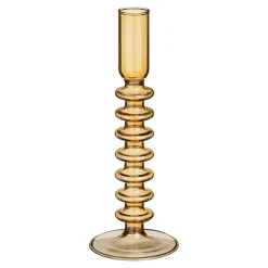 Mica Decorations Agios Kandelaar - H20 x Ø7,5 cm - Glas - Bruin