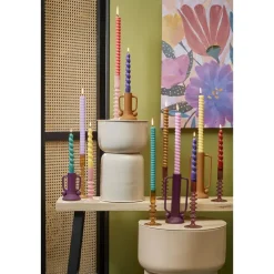 Mica Decorations Agios Kandelaar - H20 x Ø7,5 cm - Glas - Bruin