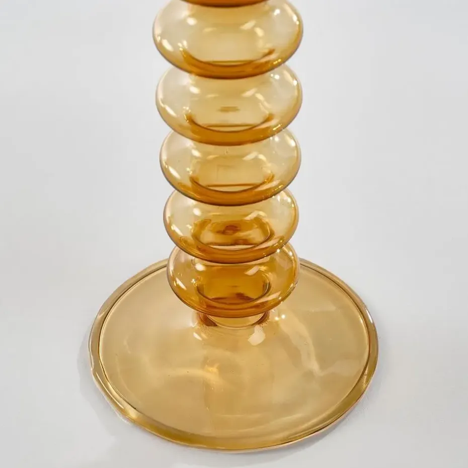 Mica Decorations Agios Kandelaar - H20 x Ø7,5 cm - Glas - Bruin