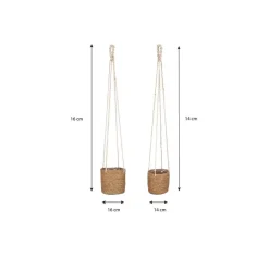 Mica Decorations Atlantic Plantenmand Set van 2 - Ø16 cm - Lichtbruin