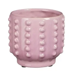 Mica Decorations Bloempot Boaz - gebobbeld - roze - 11 x 13 cm