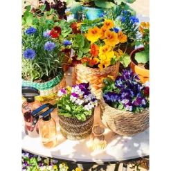 Mica Decorations Bloempot - rotan - naturel - jute - 24 x 26 cm