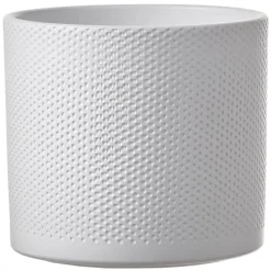 Mica Decorations Bloempot - wit relief keramiek - 17 x19 cm