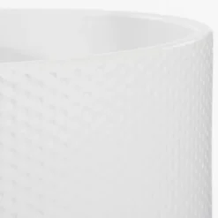 Mica Decorations Bloempot - wit relief keramiek - 17 x19 cm