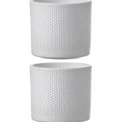 Mica Decorations Bloempot - wit - keramiek - D14 x H13 cm