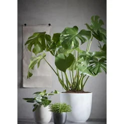 Mica Decorations Bloempot - wit - keramiek - glanzend - 31 x 28 cm