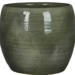 Mica Decorations Bloempot - glanzend groen - keramiek - 20 x 18 cm