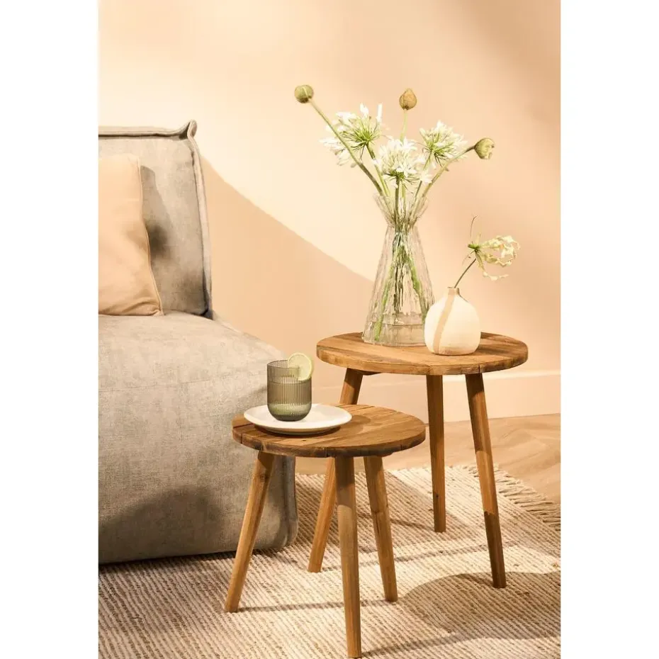 Mica Decorations Bold Bijzettafel - Ø33 cm - Gerecycled Hout - Bruin