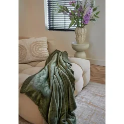 Mica Decorations Bronte Fleece Plaid - L200 x B150 cm - Donkergroen