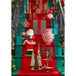 Mica Decorations Decoratie Kerstboom - H55 x Ø12 cm - Mangohout - Rood