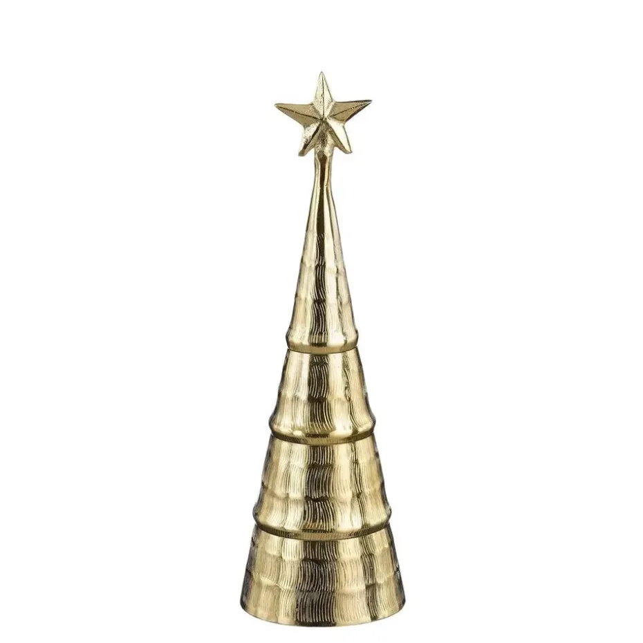 Mica Decorations Decoratie Kerstboom - H36 x Ø11 cm - Aluminium - Goud