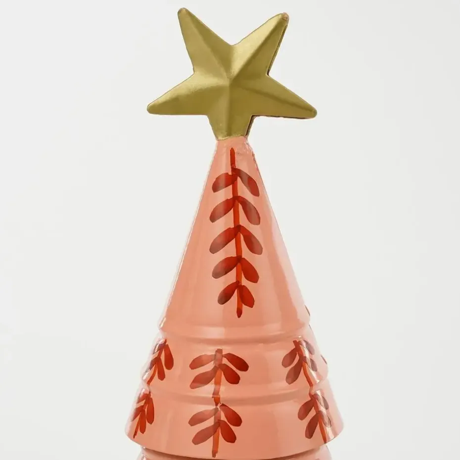 Mica Decorations Decoratie Kerstboom - H40 x Ø13 cm - IJzer - Roze
