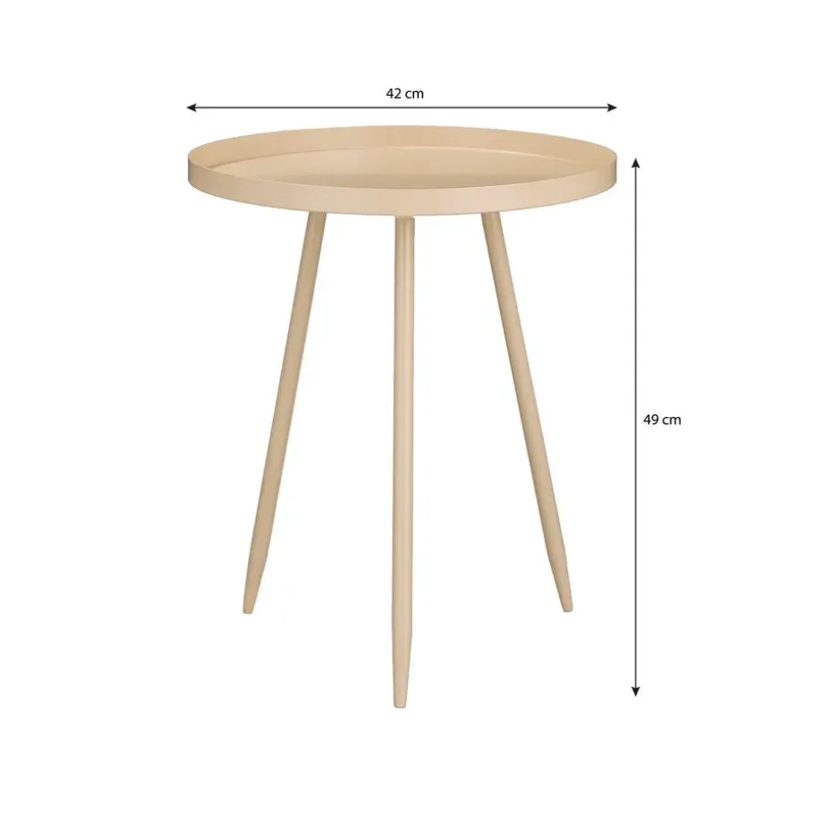 Mica Decorations Flores Bijzettafel - H49 x Ø42 cm - Beige