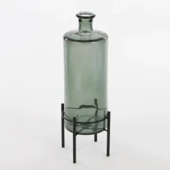 Mica Decorations Guan Glazen Fles - H40 x Ø15 cm - Groen