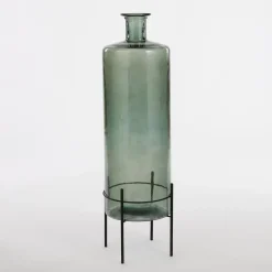Mica Decorations Guan Glazen Fles - H75 x Ø25 cm - Groen