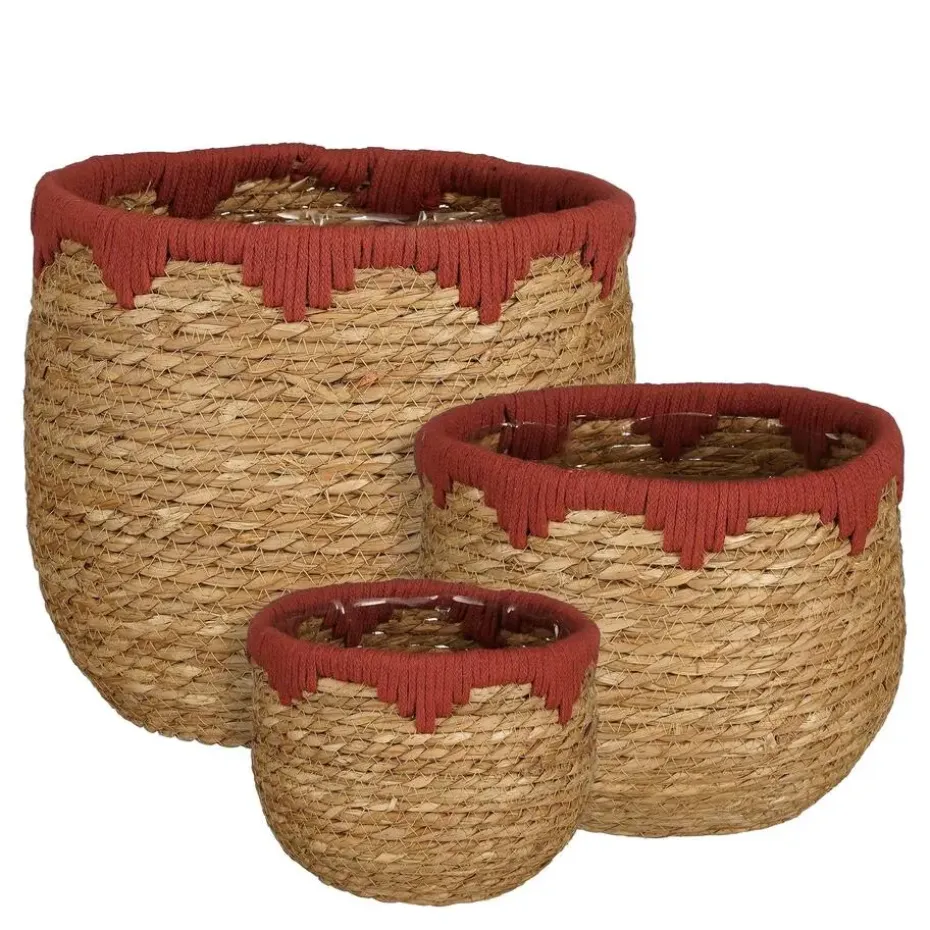 Mica Decorations Jorck Plantenmandenset - H24 x Ø26 cm - Rood