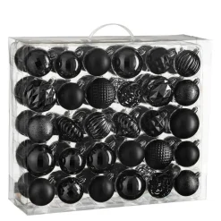 Mica Decorations Kerstballen Set - 60 Stuks - Zwart
