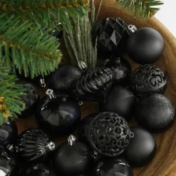 Mica Decorations Kerstballen Set - 60 Stuks - Zwart