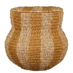 Mica Decorations Opbergmand met Deksel - H47 x Ø50 cm - Jute - Geel