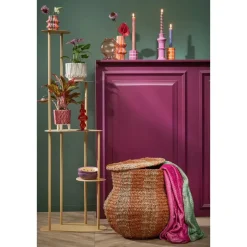 Mica Decorations Opbergmand met Deksel - H47 x Ø50 cm - Jute - Geel