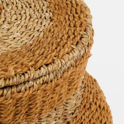 Mica Decorations Opbergmand met Deksel - H48 x Ø55 cm - Jute - Geel