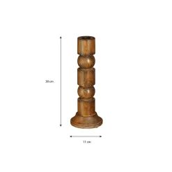 Mica Decorations Philo Kandelaar - H30 x Ø11 cm - Mangohout - Bruin