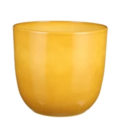 Mica Decorations Planten/bloempot Tusca - geel - D28 x H25cm