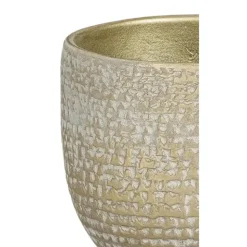 Mica Decorations Plantenpot - terracotta - champagne/wit -14x12cm
