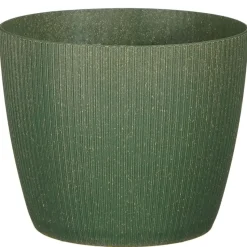 Mica Decorations Plantenpot - kunststof - donkergroen - 17,5x15cm
