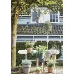 Mica Decorations Plantenpot - rotan - bruin - plantenmand - 14 x 14 cm