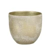 Mica Decorations Plantenpot - terracotta - champagne-wit -16x14cm