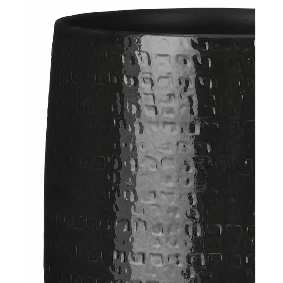 Mica Decorations Plantenpot/bloempot - Keramiek zwart - D24/H21 cm