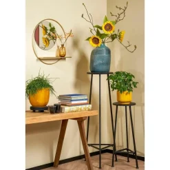 Mica Decorations Plantentafel - H120 x Ø35 cm - Metaal - Zwart