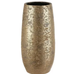 Mica Decorations Vaas - keramiek flakes motief goud - 17 x 35 cm
