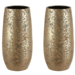 Mica Decorations Vaas - keramiek flakes motief goud - 17 x 35 cm