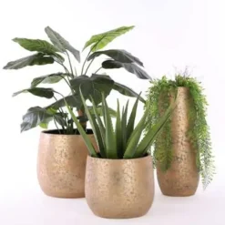 Mica Decorations Vaas - keramiek - flakes - goud - D21 x H55 cm