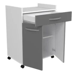 Microgolfkastje Eko met wieltjes - 2 deuren & 1 lade - hoogglans grijs